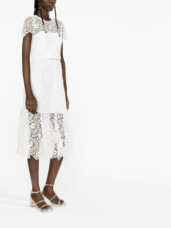 膝丈ドレス - 白 shop online: Self Portrait