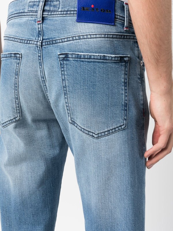 KITON: jeans dritti, a sigaretta online - Jeans in cotone denim