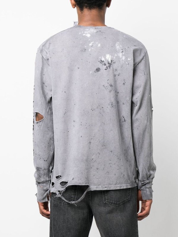 Westfall Long sleeve printed destroyed t-shirt|WES01T040DIRTYCHARCOAL