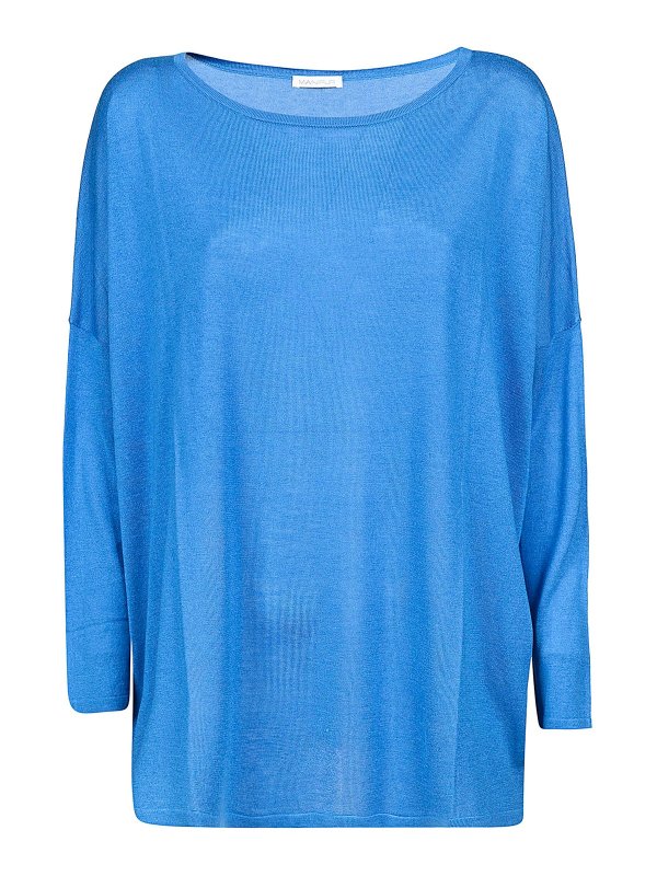 MANIPUR CASHMERE: Strickpullover mit Rundhalsausschnitt - Rundhalspullover - Blau