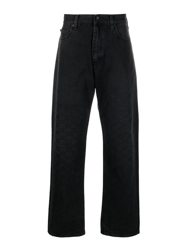 OFF-WHITE: ストレートジーンズ - ストレートジーンズ - 黒