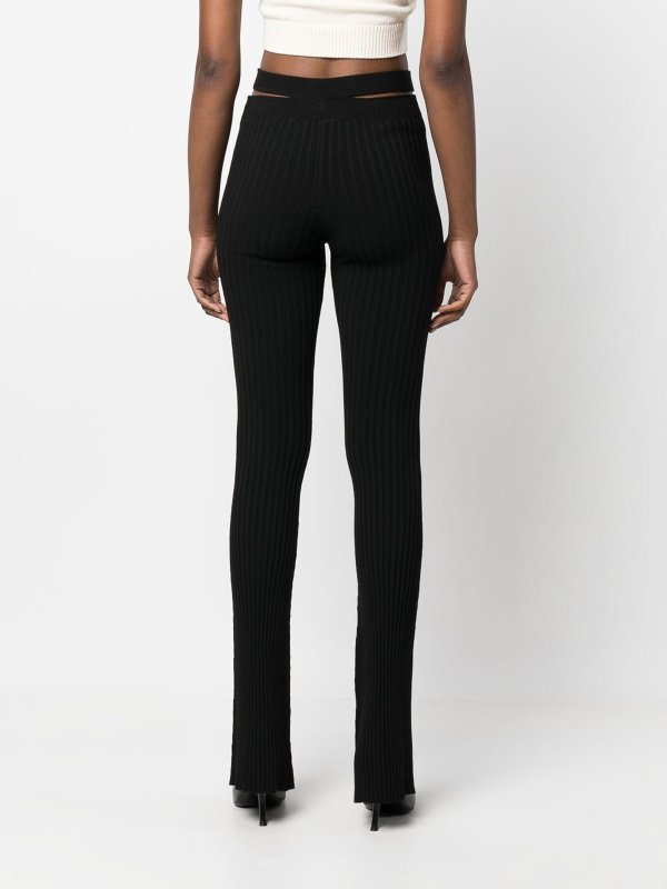 The Best Shops ANDREĀDAMO: casual trousers - Ribbed knit cut-out flared trousers