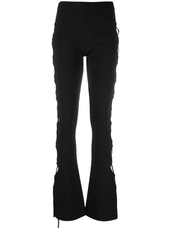 casual trousers shop online Stretch knit cut-out flared trousers