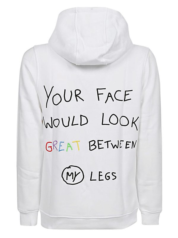 Sweatshirt with discount writing on sleeve