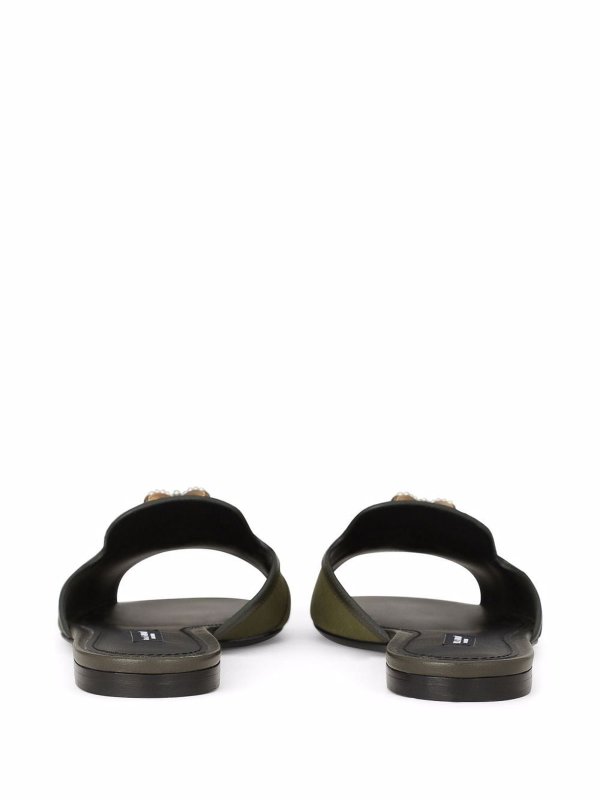 DOLCE & GABBANA: sandals online - Leather logo flat sandals
