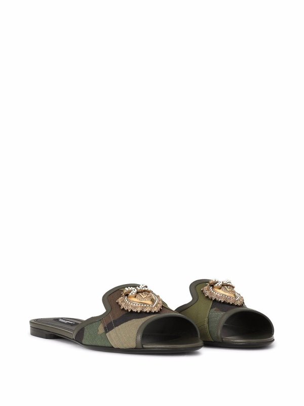 The Best Shops DOLCE & GABBANA: sandals - Leather logo flat sandals