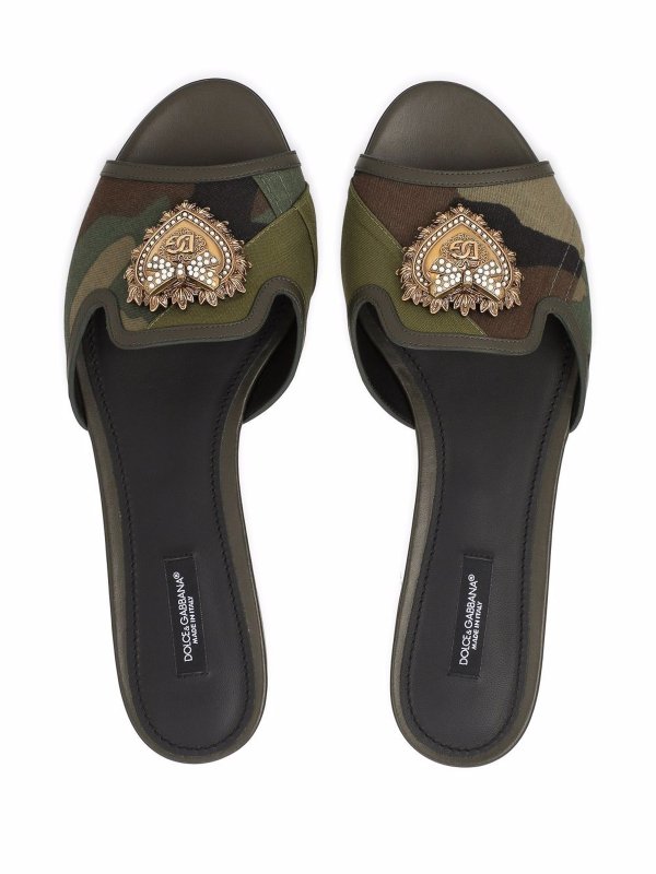 Leather logo flat sandals shop online: DOLCE & GABBANA