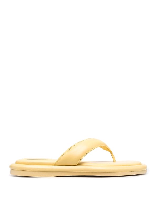 GIA BORGHINI: sandals - Leather puffy flat thong slippers