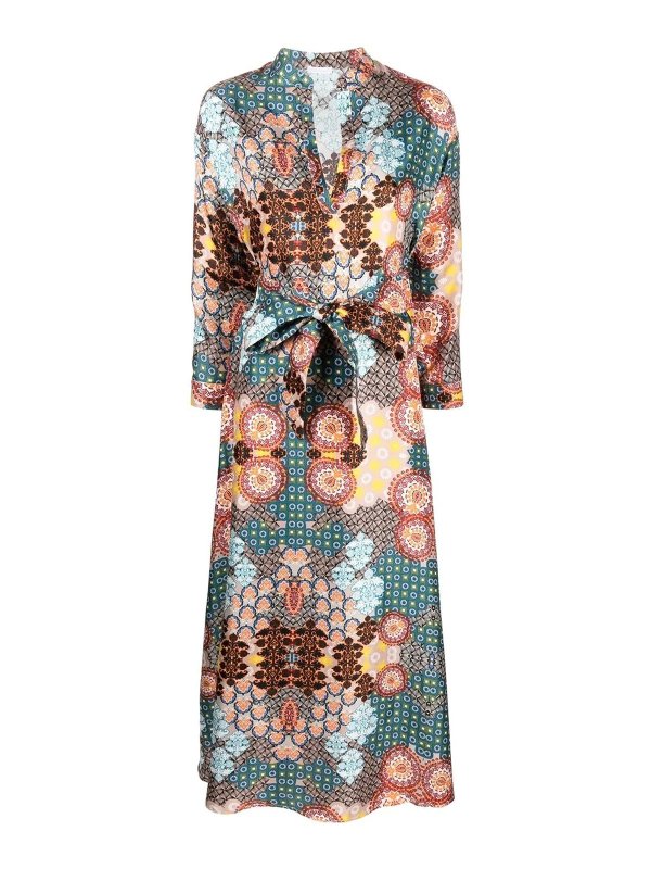 813 OTTOTREDICI: Knielange Kleider - Knielanges Kleid - Bunt