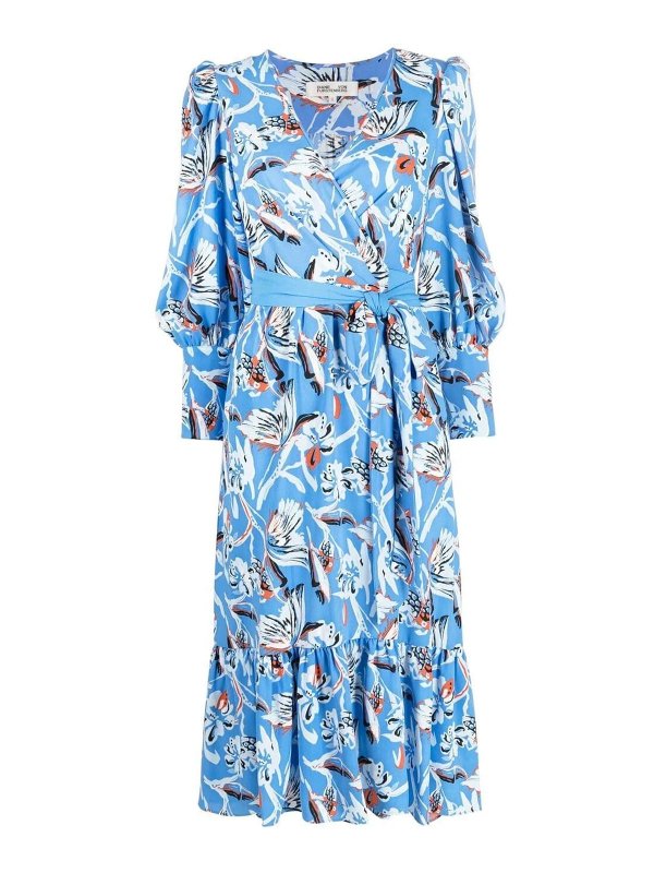 Diane von Furstenberg: Knielange Kleider - Knielanges Kleid - Blau