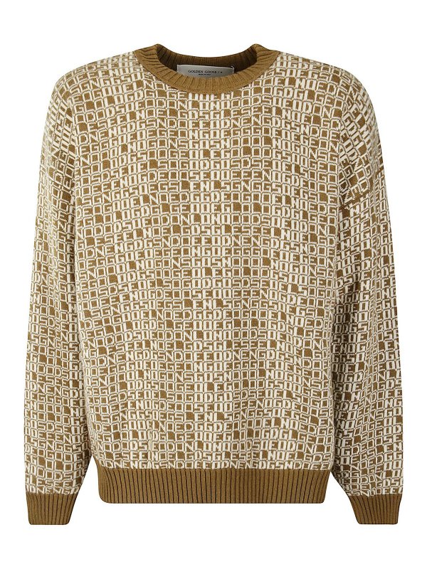 GOLDEN GOOSE: Suéteres con cuello pico - Suéter Cuello Redondo - Marrón