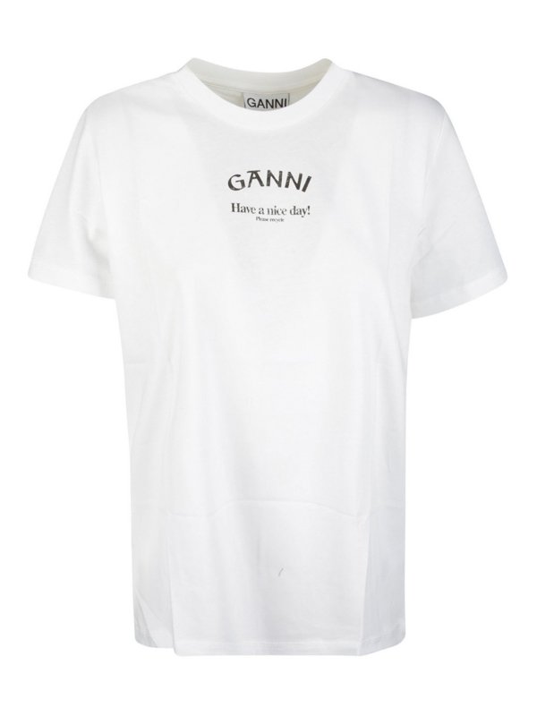 GANNI: Camisetas - Camiseta - Blanco