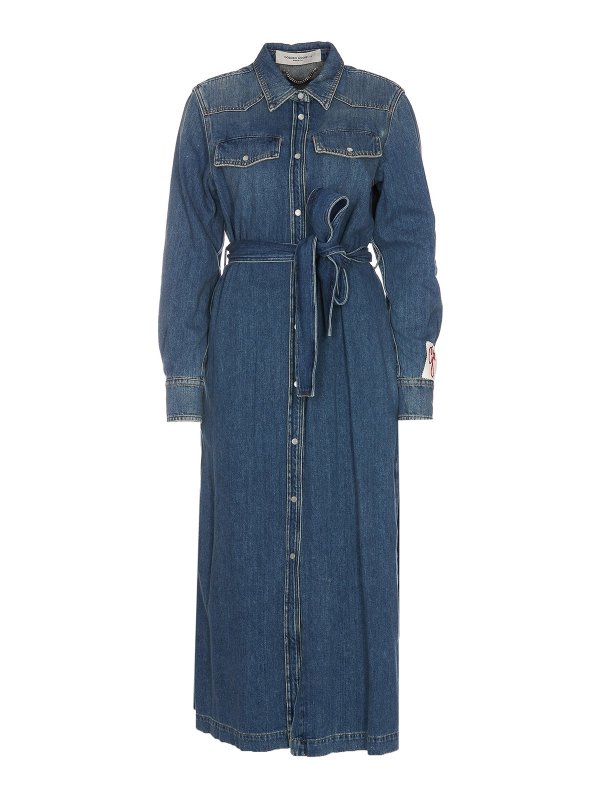 GOLDEN GOOSE: knee length dresses - Denim chemisier dress