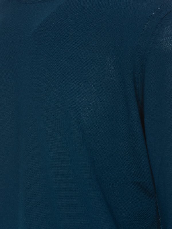 The Best Shops Paolo Pecora: Strickpullover mit Rundhalsausschnitt - Rundhalspullover - Blau