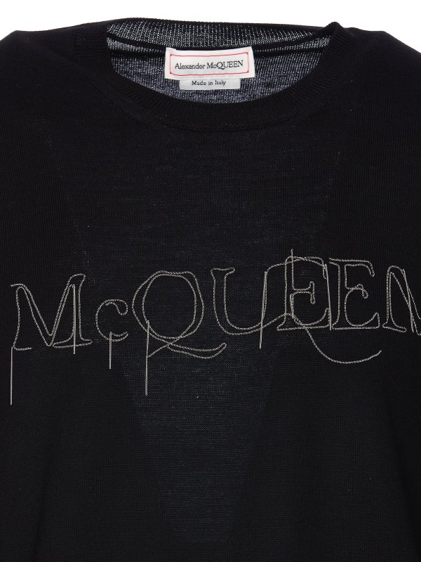 クルーネック - 黒 shop online: ALEXANDER MCQUEEN