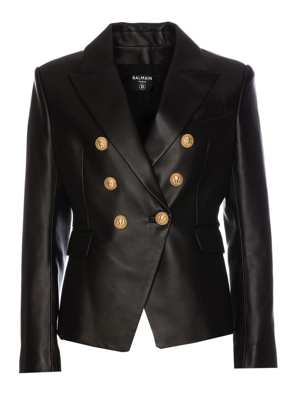 Balmain: Chaquetas de cuero - Blazer - Negro