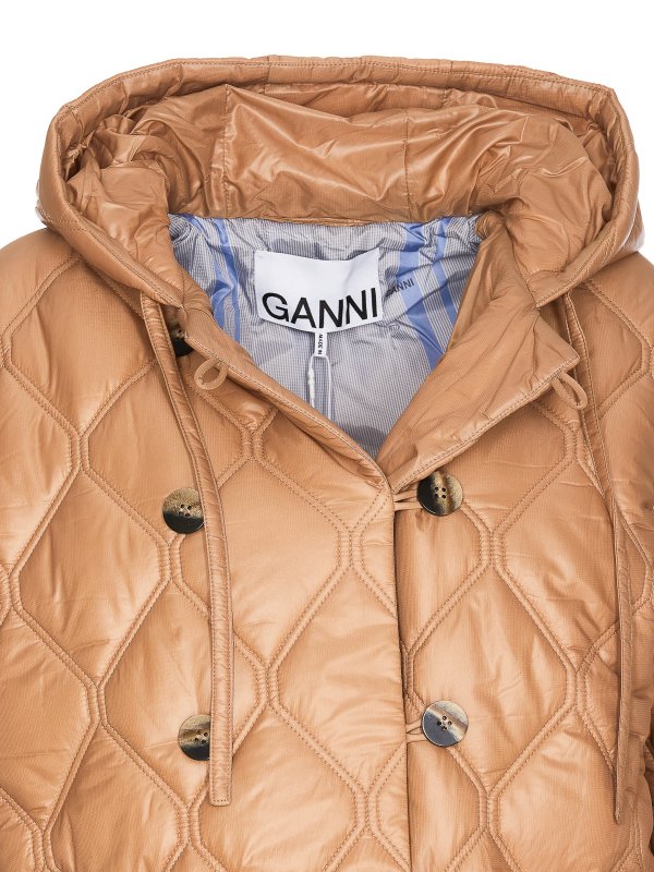 Shiny quilt hooded jacket shop online: GANNI