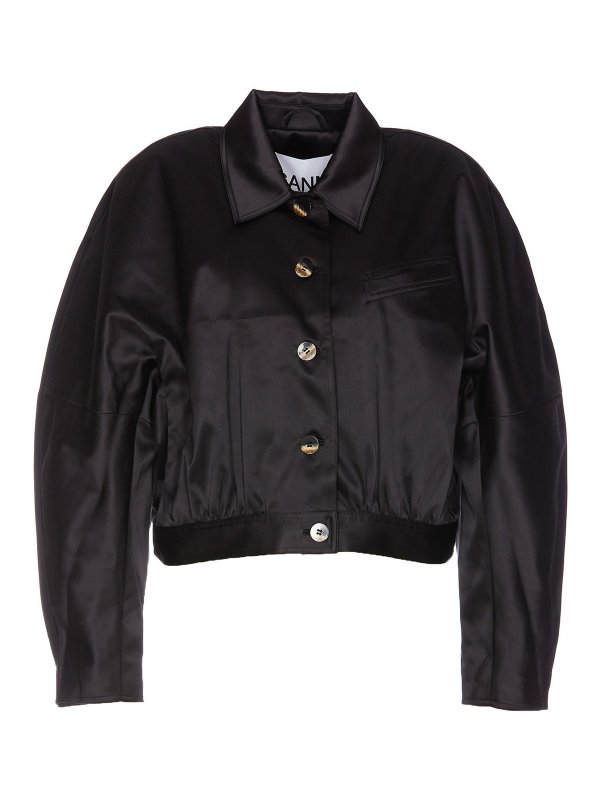 GANNI: bombers - Double satin short jacket