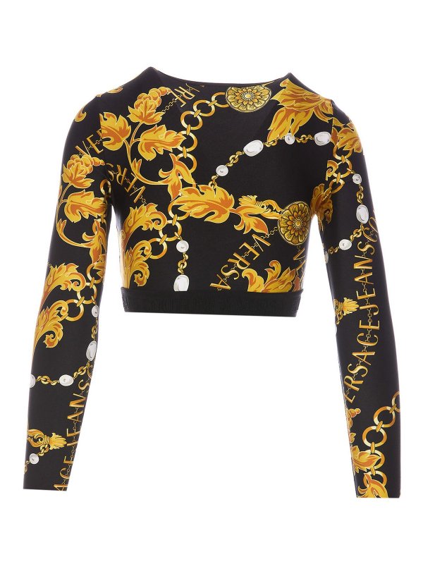 Versace Jeans Couture: Tops & Tank tops online - Logo couture print crop top