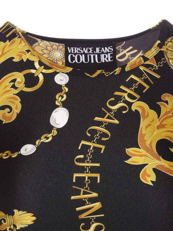 Logo couture print crop top shop online: Versace Jeans Couture