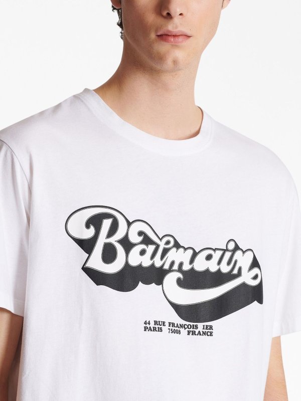 Tシャツ・カットソー BALMAIN LOGO ORGANIC COTTON T-SHIRT Balmain Cotton Black T-Shirt With Printed Logo | DH0EG006BC81EAH