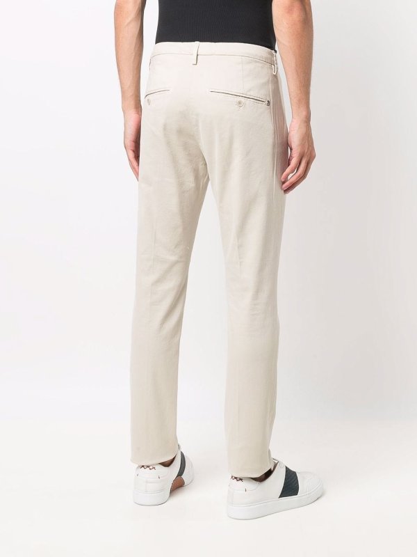DONDUP: casual trousers online - Ivory stretch-cotton slim-cut chinos