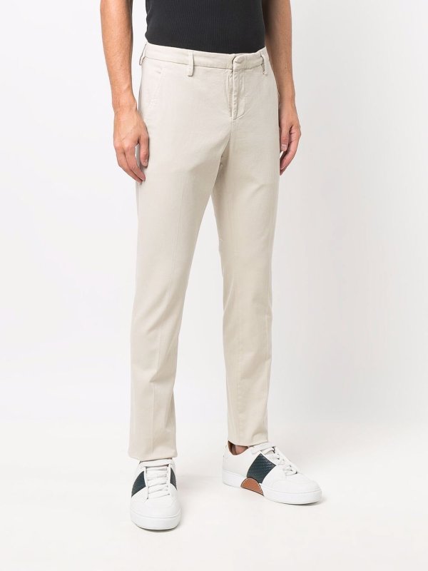 The Best Shops DONDUP: casual trousers - Ivory stretch-cotton slim-cut chinos