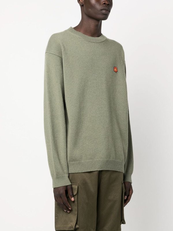 The Best Shops KENZO: Strickpullover mit Rundhalsausschnitt - Rundhalspullover mit Blumenmuster