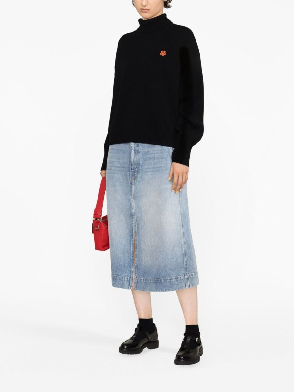 KENZO: crew necks online - Striped-edge v-neck jumper