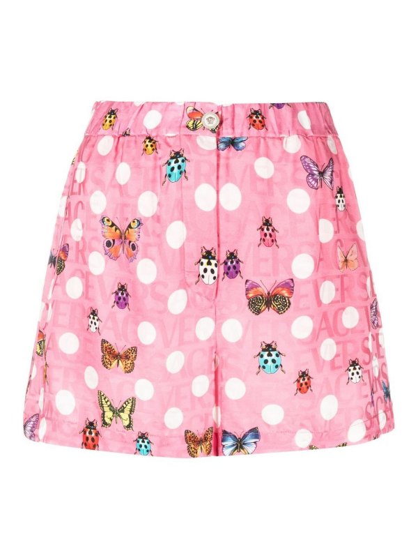 VERSACE: pantaloni shorts - Shorts con stampa farfalle