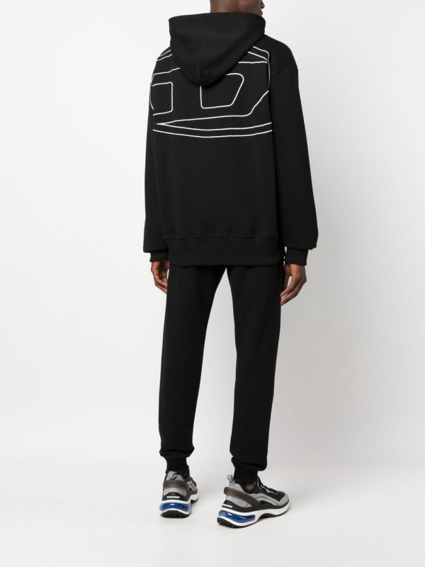 DIESEL: Felpe e maglie online - Felpa con cappuccio ricamata con logo S-macs