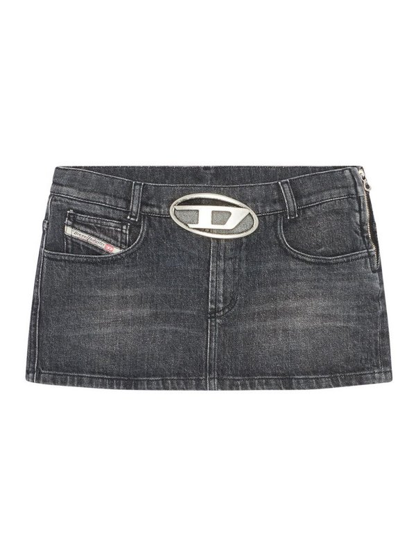 DIESEL: Jupes midi et au genou - Jupe Midi - Noir