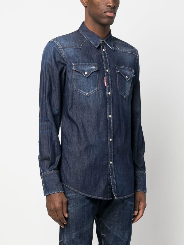 DSQUARED2: shirts online - Distressed denim shirt