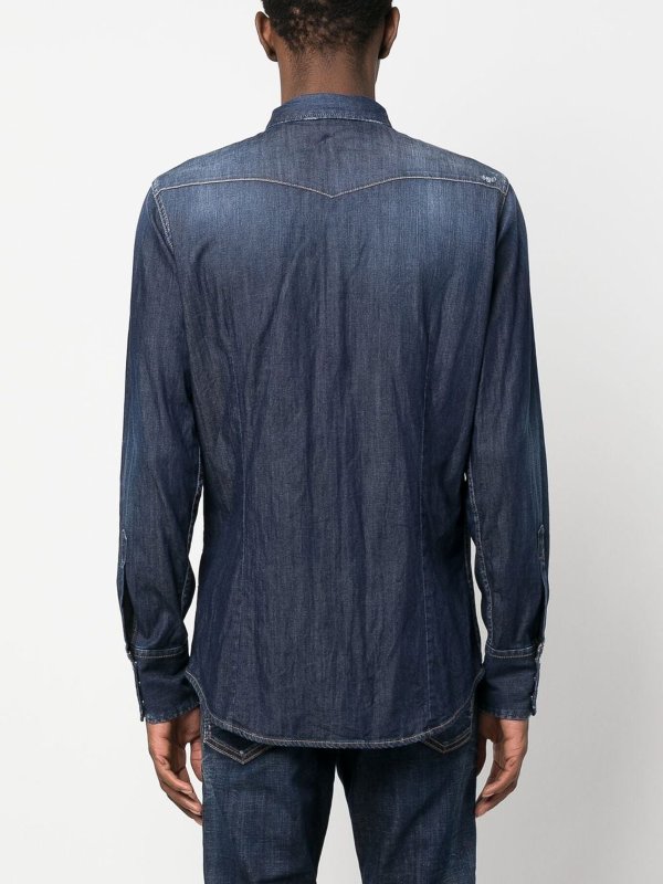 The Best Shops DSQUARED2: shirts - Distressed denim shirt