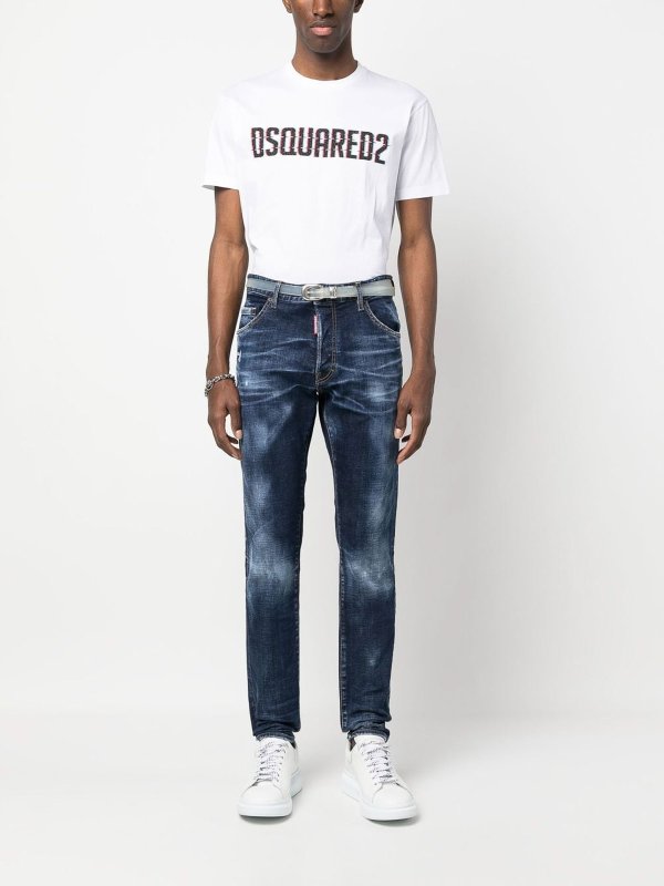 The Best Shops DSQUARED2: straight leg jeans - Logo-patch straight-leg jeans