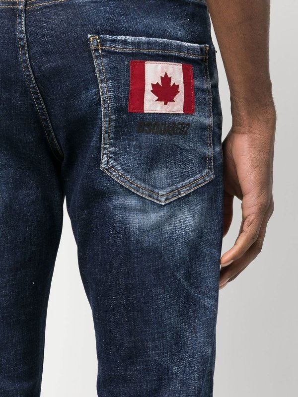 Logo-patch straight-leg jeans shop online: DSQUARED2