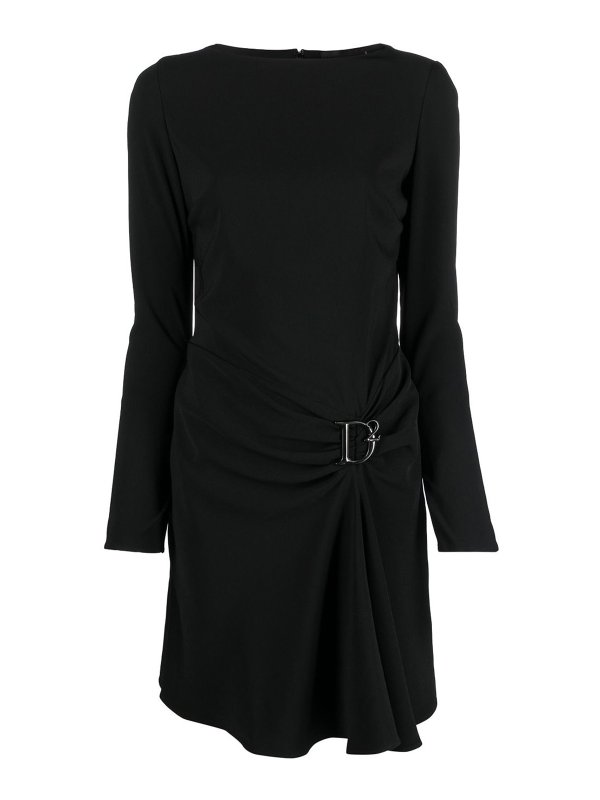 DSQUARED2: short dresses - Logo-plaque draped dress