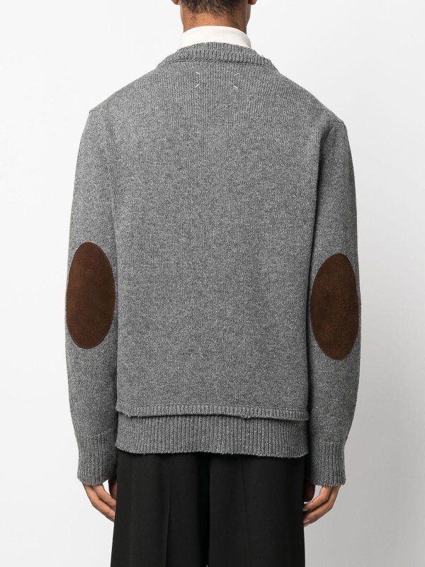 Maison Margiela: Strickpullover mit Rundhalsausschnitt online - Rundhalspullover - Grau