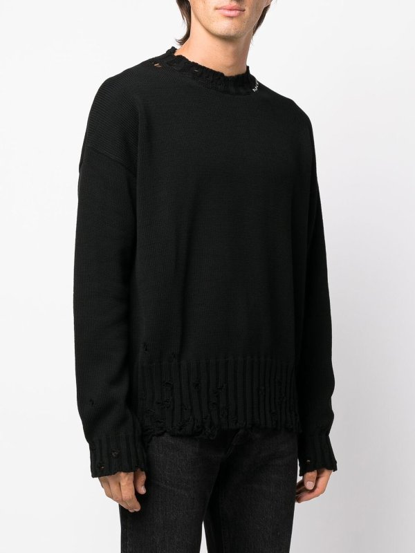 Marni: crew necks online - Distress-knit detail jumper