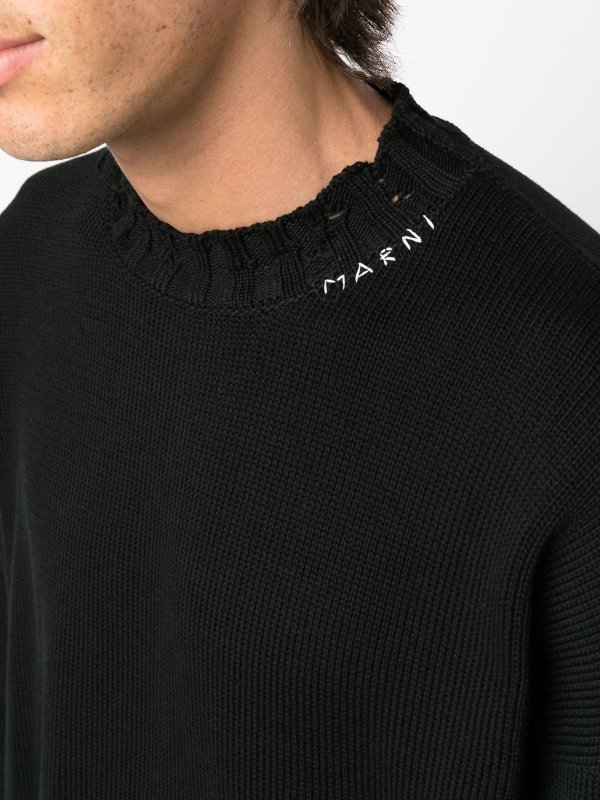 Distress-knit detail jumper shop online: Marni