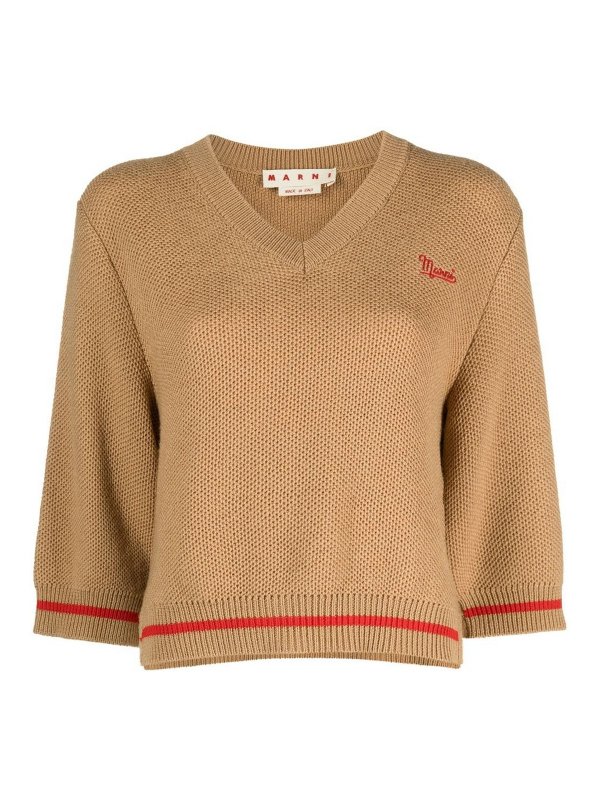 Marni: Pull col rond - Pull Col Rond - Beige