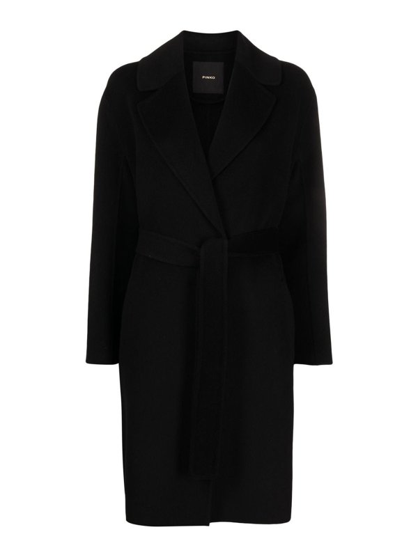 Pinko: knee length coats - Single-breasted wool coat