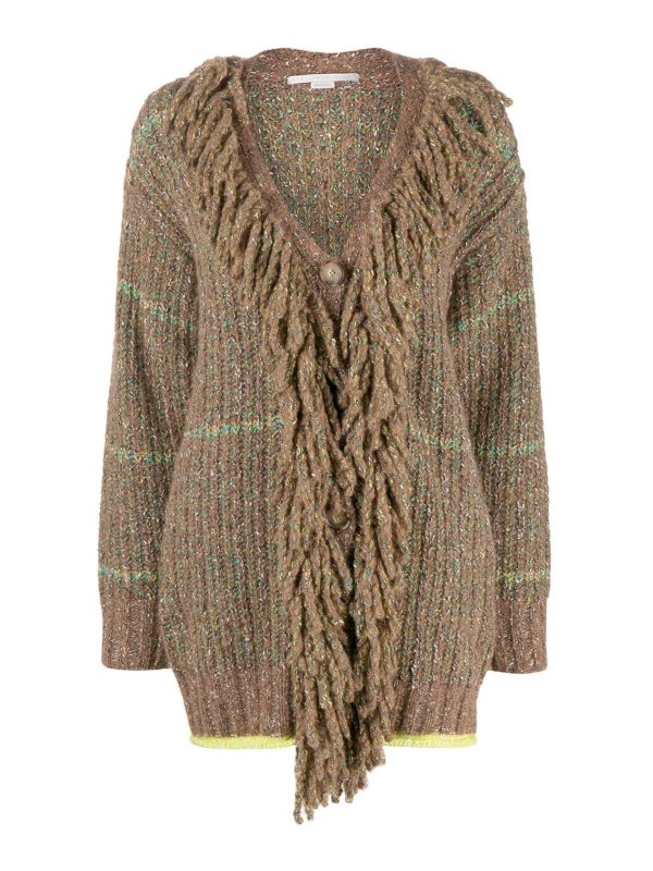 STELLA McCARTNEY: crew necks - Cable-knit tweed cardi-coat STELLA McCARTNEY: crew necks - Cable-knit tweed cardi-coat