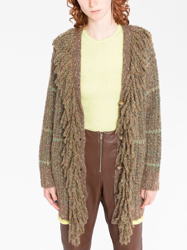 STELLA McCARTNEY: crew necks online - Cable-knit tweed cardi-coat