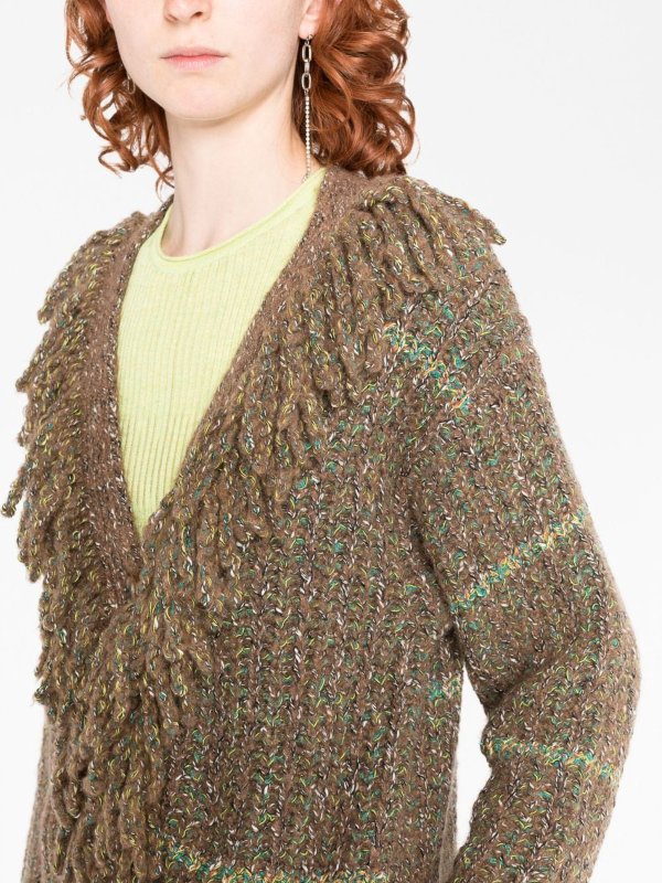 The Best Shops STELLA McCARTNEY: crew necks - Cable-knit tweed cardi-coat