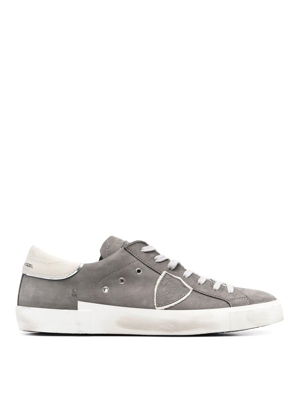 PHILIPPE MODEL: flat shoes - Logo-patch leather sneakers