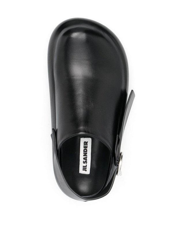 Slingback flat leather clogs shop online: JIL SANDER