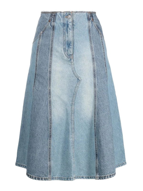 VICTORIA BECKHAM: Knee length skirts & Midi - Deconstructed denim midi skirt