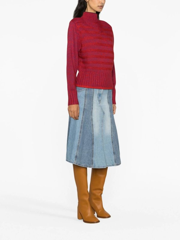 VICTORIA BECKHAM: Knee length skirts & Midi online - Deconstructed denim midi skirt