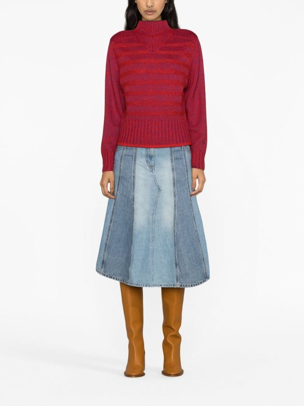 The Best Shops VICTORIA BECKHAM: Knee length skirts & Midi - Deconstructed denim midi skirt
